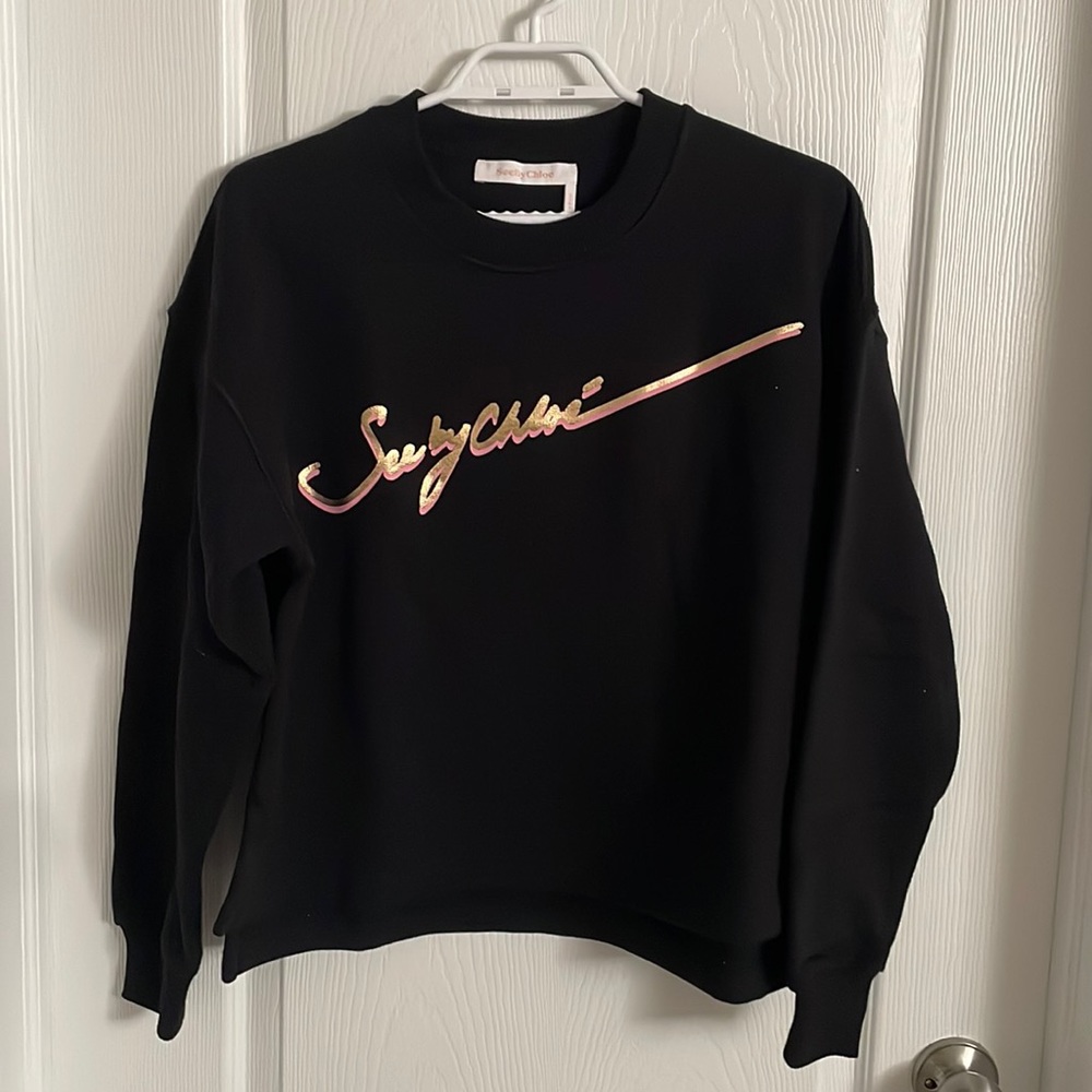 See By Chloe Black Logo Sweater Size XS NEW Without Tag
